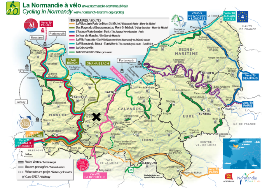 Major Cycling routes in Normandy - Grands itinéraires cyclables en Normandie