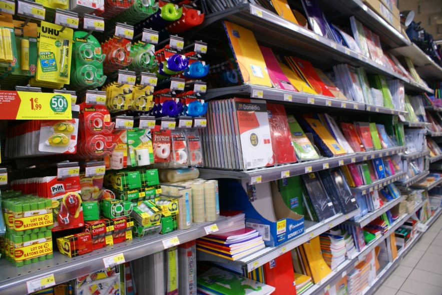 School supplies in a French supermarket