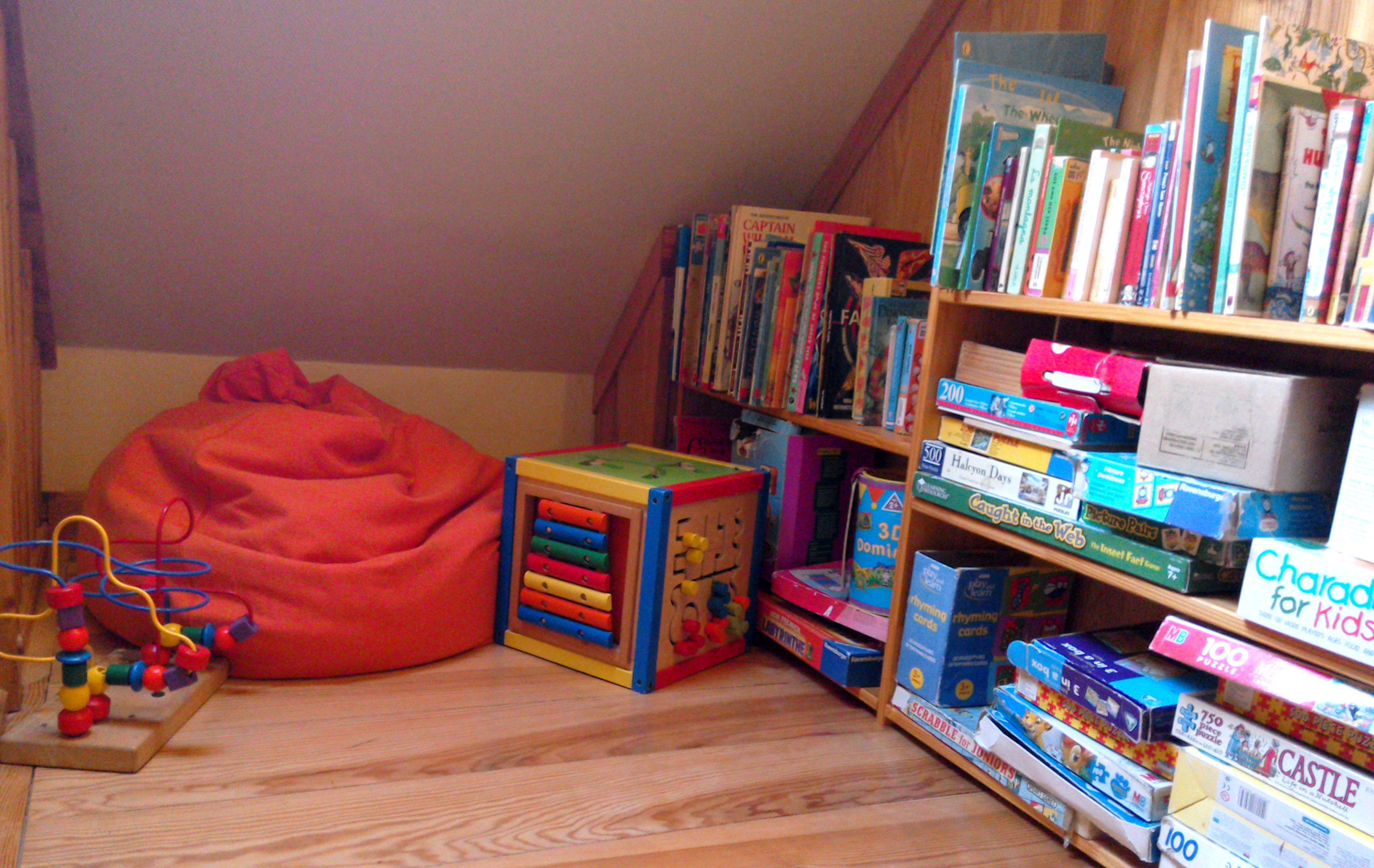 Toy and book corner in Eco-Gites of Lenault, Normandy