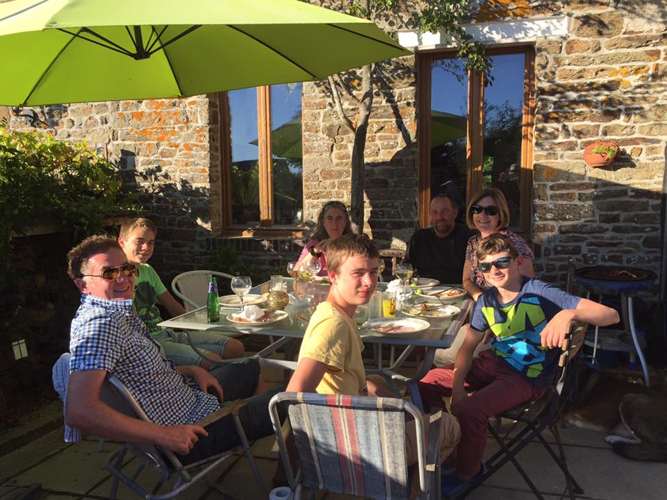 Al fresco dinner at Eco-Gites of Lenault, Normandy, France