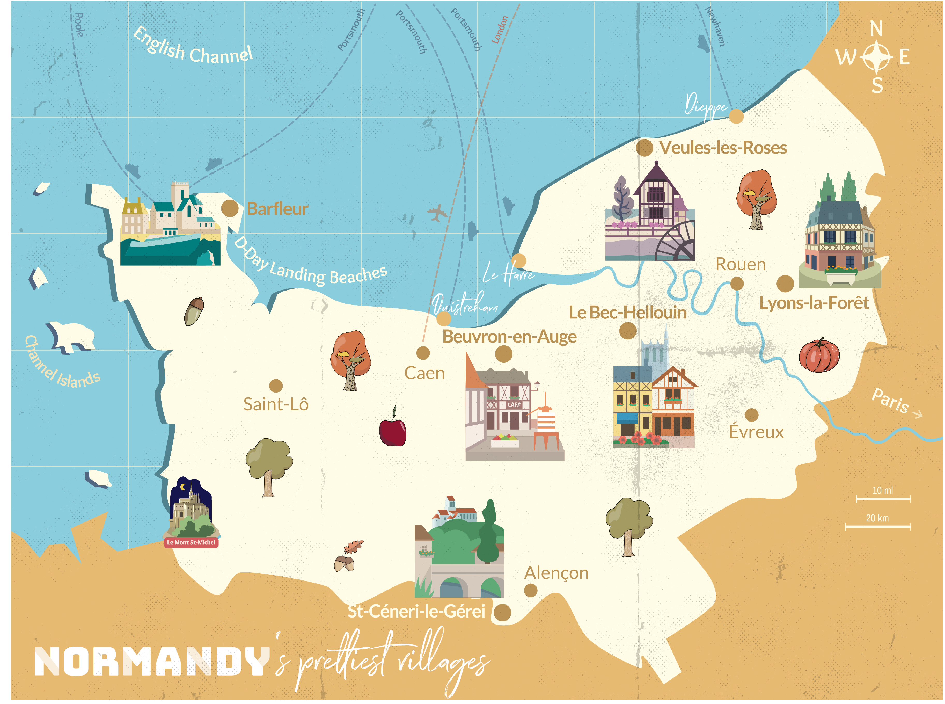 Map of Normandy's plus beaux villages