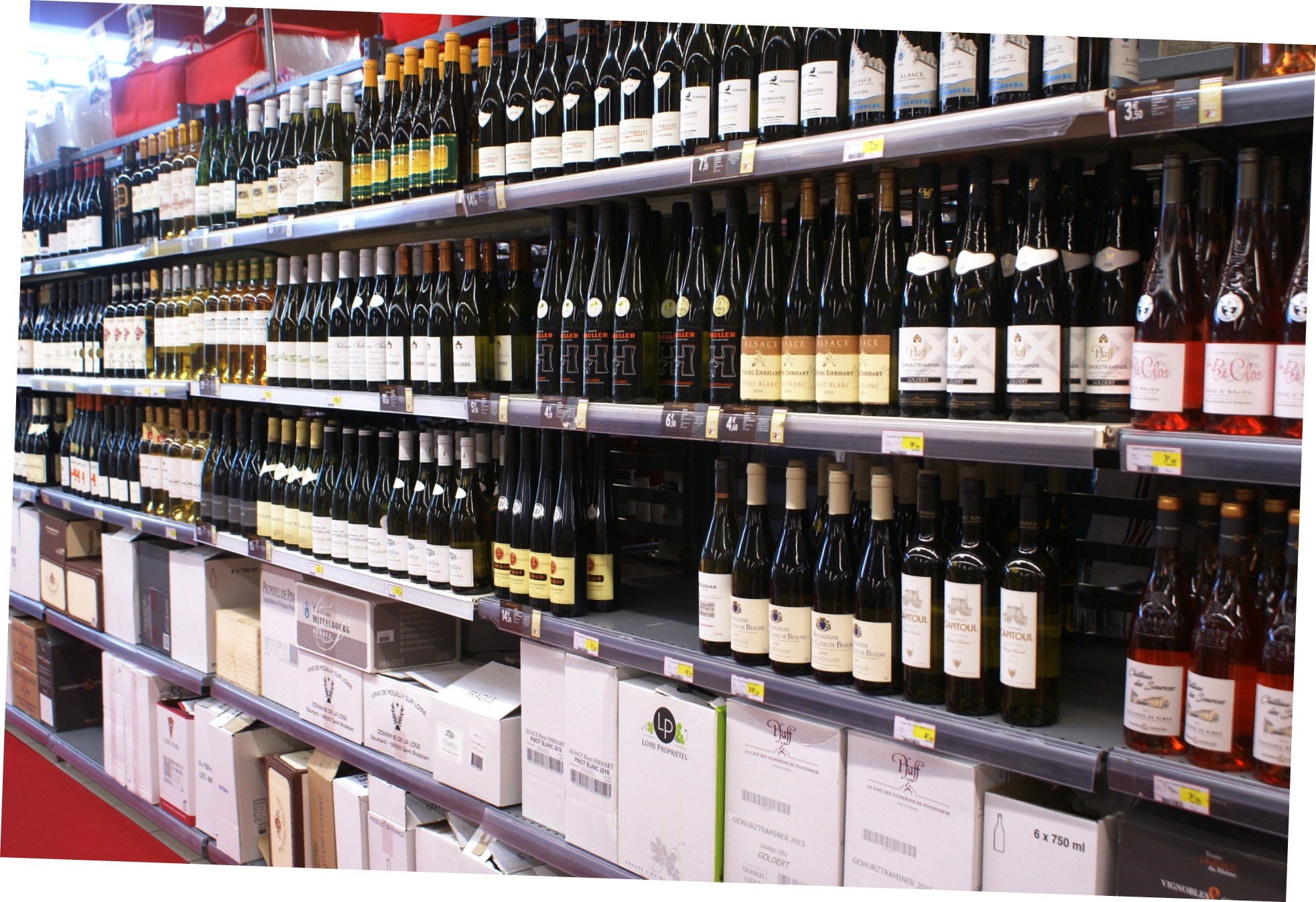 Wine in a French supermarket