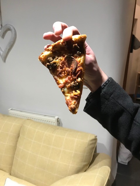 Captured...The runaway pizza!