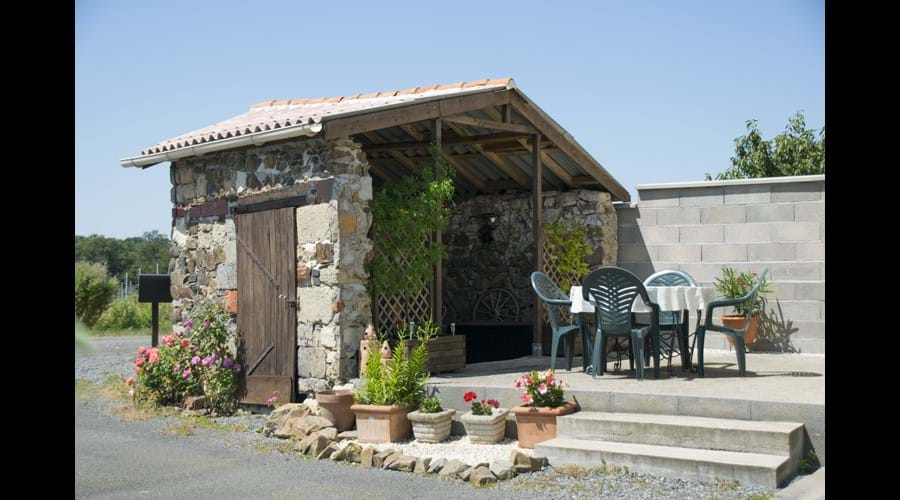 Outside eating area and covered terrace