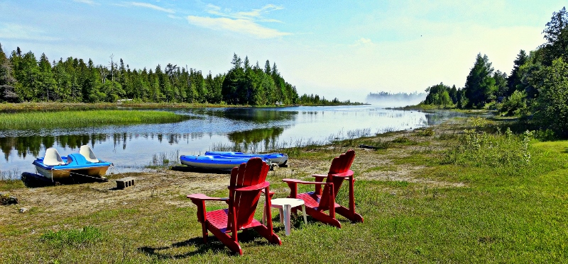 Lakeside at the Willow Bank with a fog rolling in.