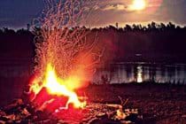 A fire in the shoreline fire-pit on the night of Supermoon in May 2012. 
