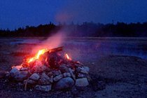 Most children enjoy roasting marshmallows or a hot dog around an open camp-fire.