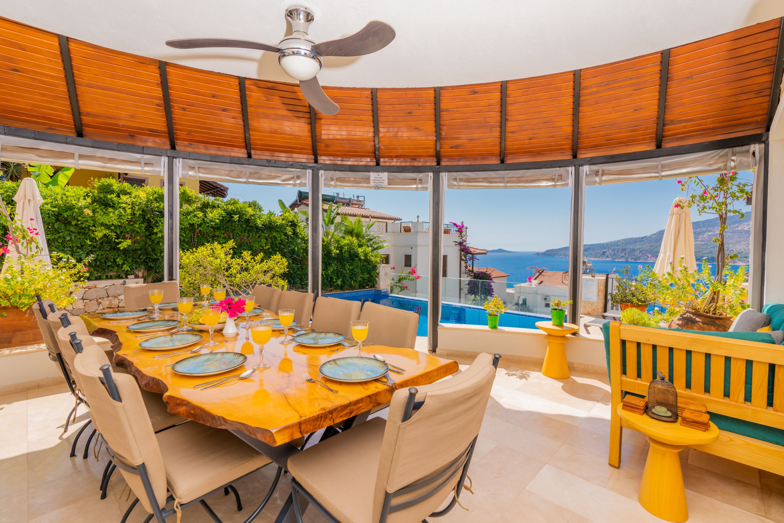 Patio Dining Area with Sea Views and Day Bed