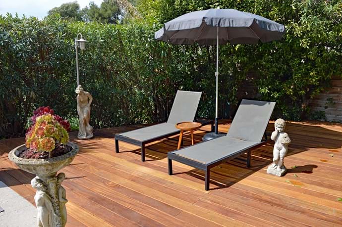 December 2022 - New Decking installed at the Western end of the pool.  40 sq. metres (430 sq.ft).  Made from smooth and sturdy Cumaru tropical wood.  
