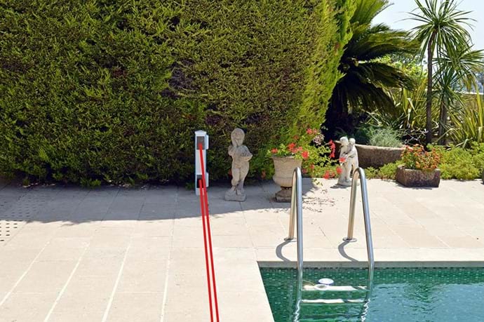July 2015 - Pool Siren Alarm, activated by twin sensor beams.  This new system replaces the old 