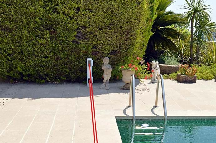 July 2015 - Pool Siren Alarm, activated by twin sensor beams.  This new system replaces the old