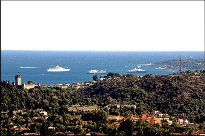 Zoomed view of Superyachts near Antibes from Seburga Terraces