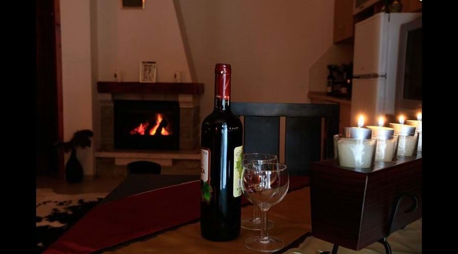 cozy wood burning fire