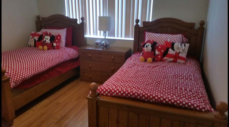 Minnie Mouse Twin Room - Minnie Mouse theme, beautiful views overlooking the lake, iPod dock and flatscreen cable TV/DVD combo