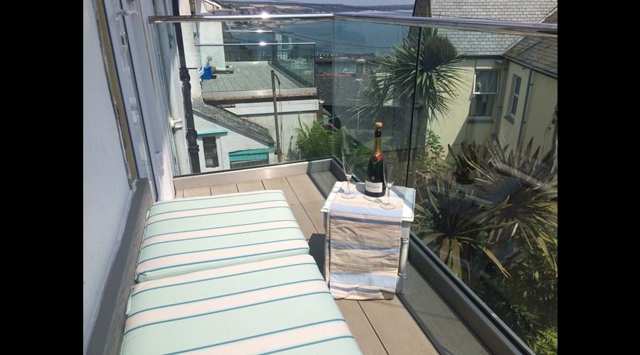 Relax, unwind on the sunny, sea-view first floor balcony