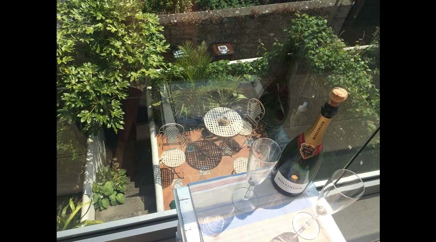 Another view into the tranquil sunny garden from fist floor balcony-spoilt for choice!
