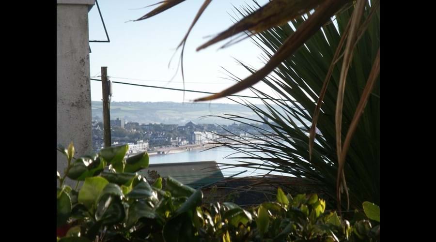 seaview from gadren towards Art-deco Lido in Penzance