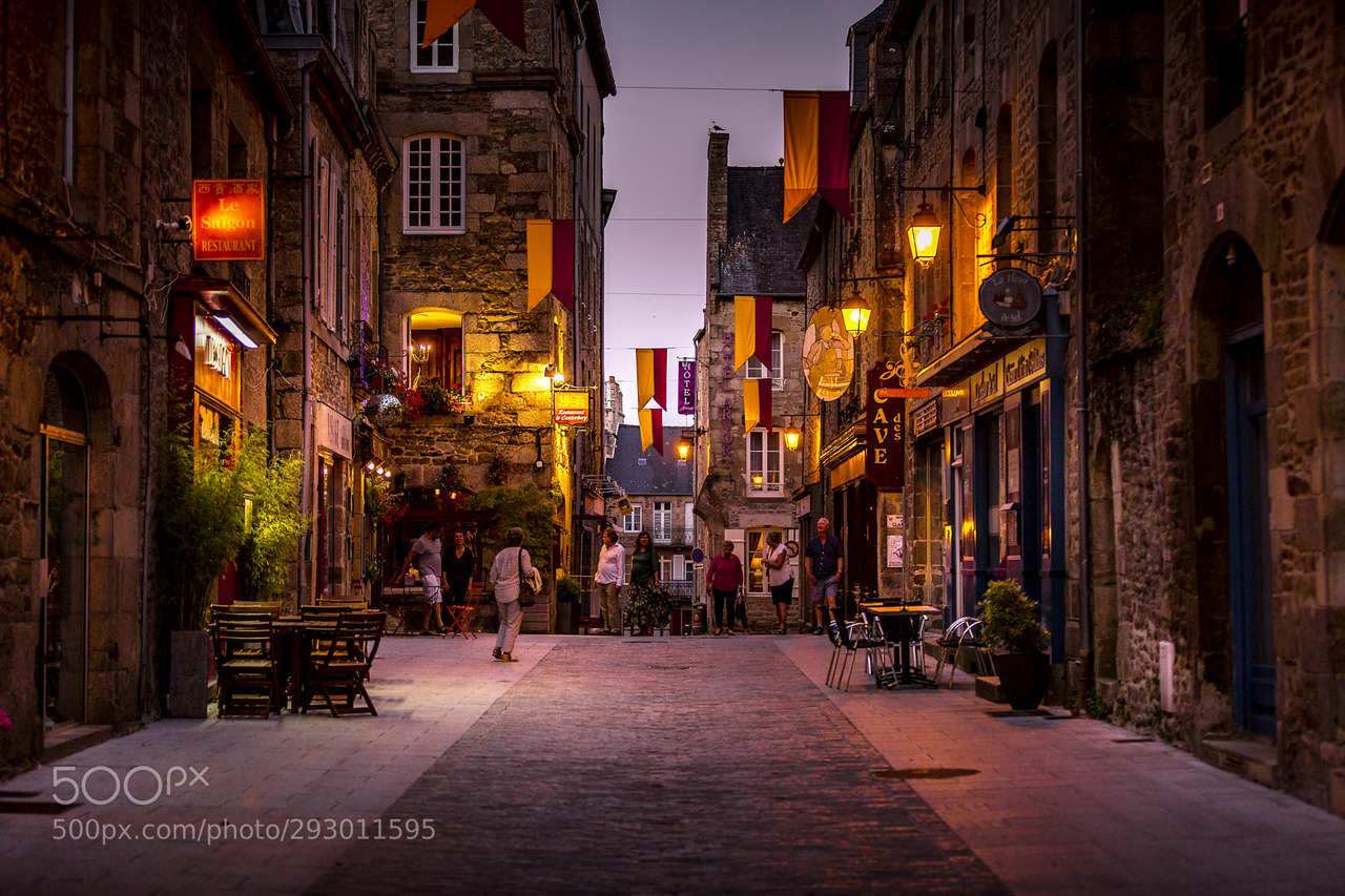 DINAN at night, medieval town - half an hour drive from St-Cast - Brittany, France