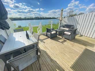 The spacious private terrace has panoramic views across Spring Lake.  Ideal space for outdoor dining, a drink in the sun, watching the wakeboarding and spotting local wildlife.  Tucked away at the end of Spring Lake, this terrace offers more privacy.