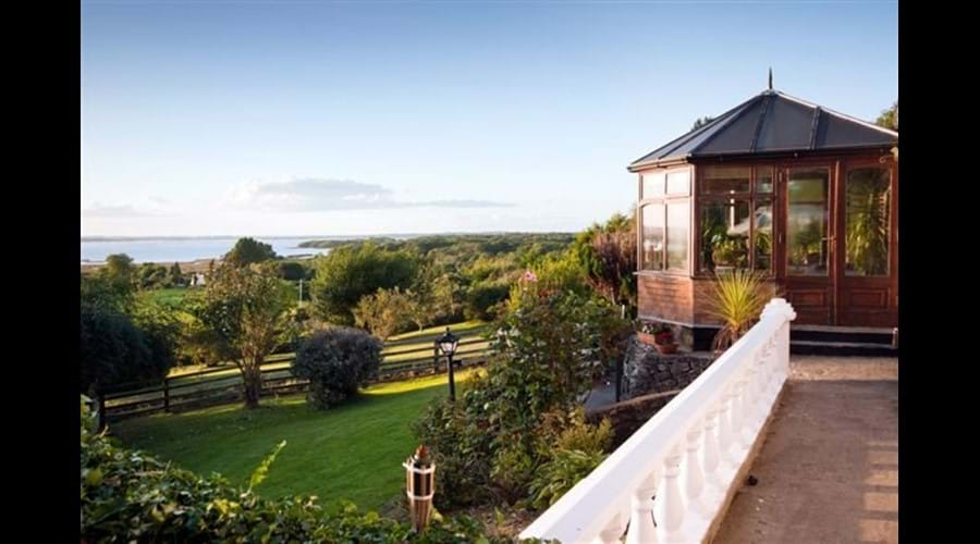 View from house over garden and lake