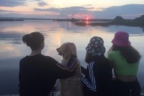 Enjoying the sunset down at the lake