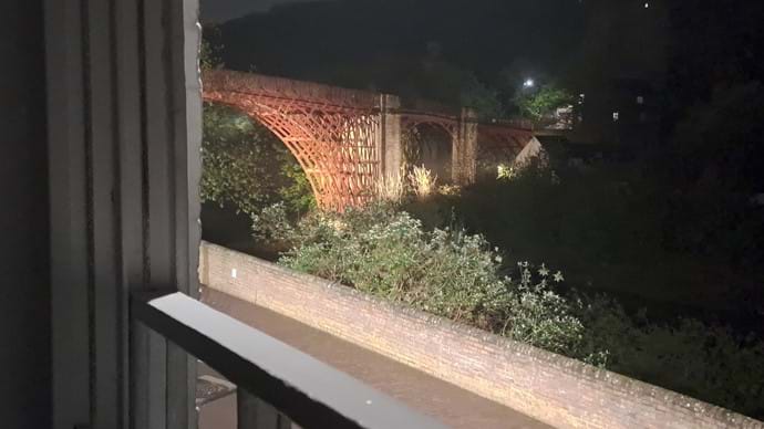 View of the Iron Bridge in the evening from the lounge
