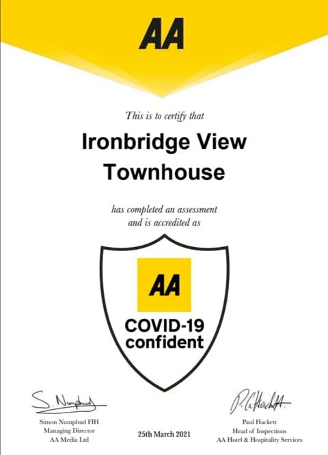 AA COVID-19 ACCREDITATION MARCH 2021 IRONBRIDGE VIEW TOWNHOUSE