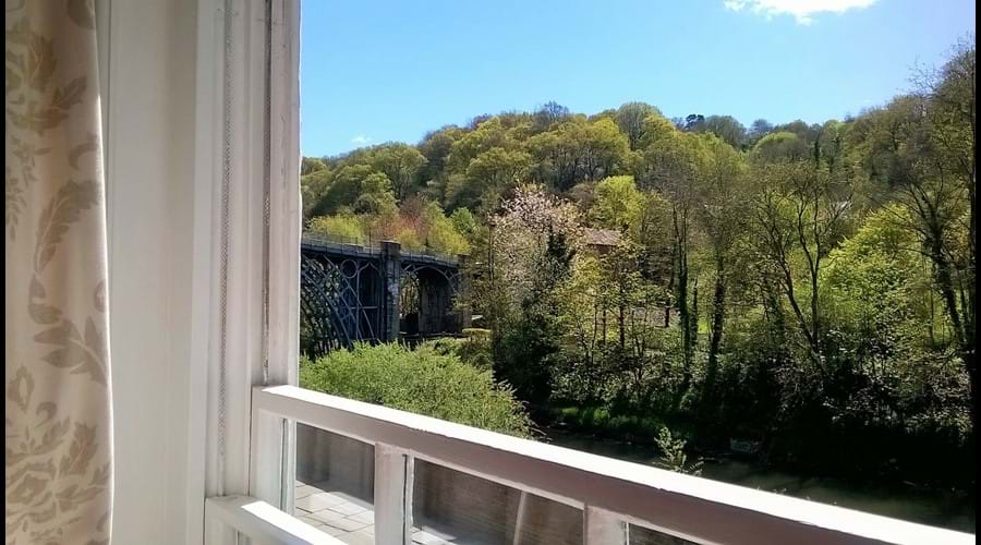 VIEW OF THE IRON BRIDGE FROM THE ARMCHAIR AT IRONBRIDGE VIEW TOWNHOUSE