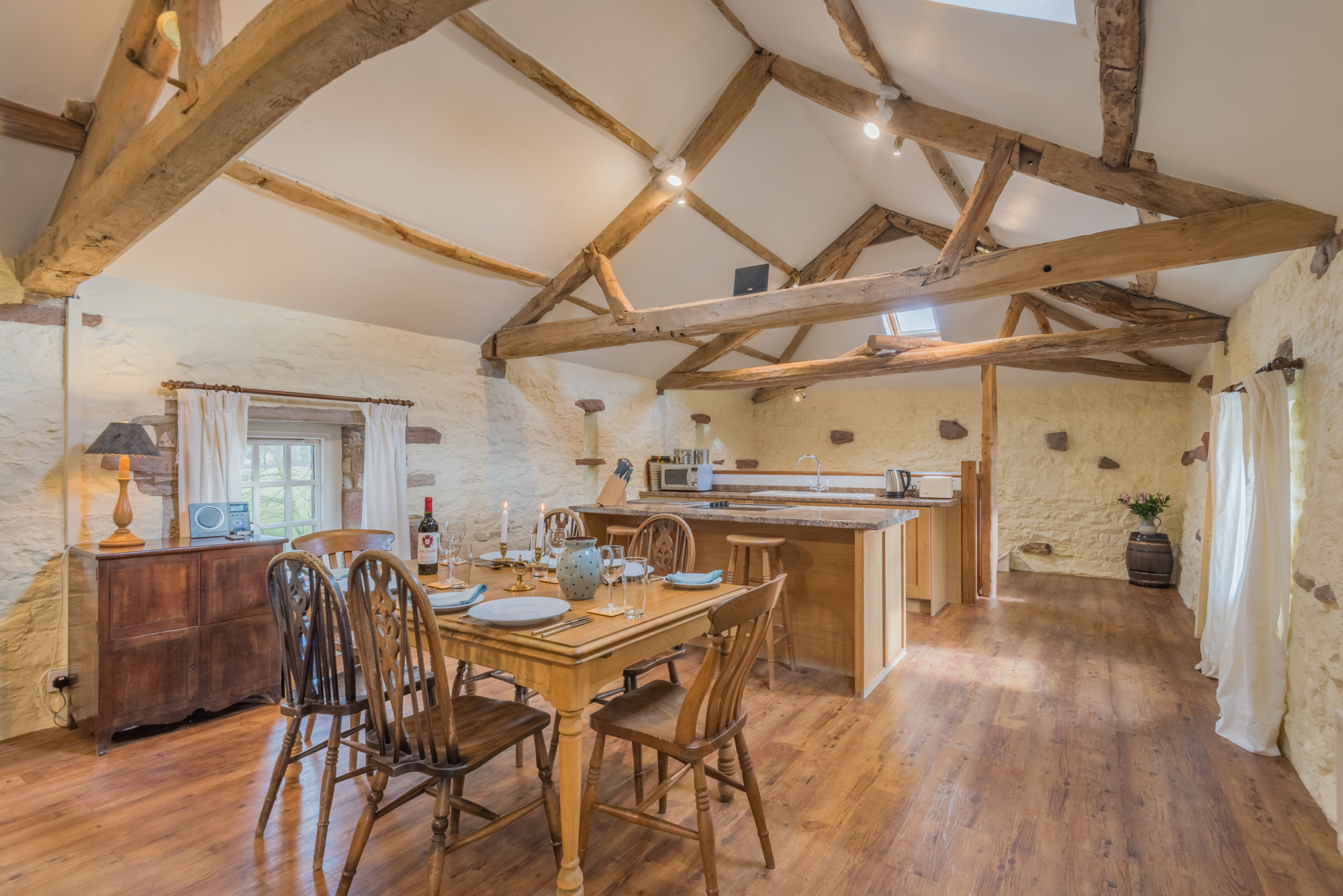 the dining-kitchen area