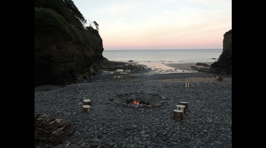 Fire ready for roasting marshmallows on our beach