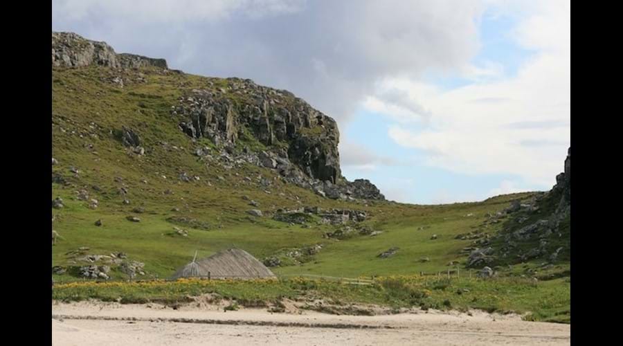 Bosta beach and iron age house, Bernera