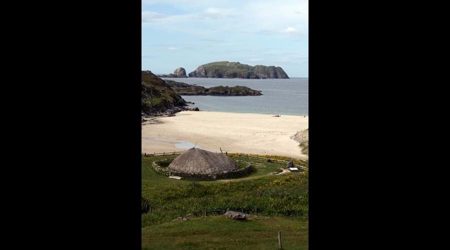 Bosta beach and iron age house, Bernera