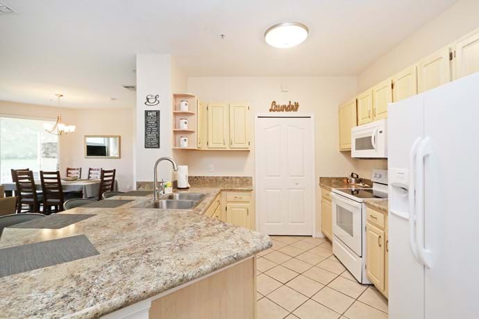 newly refurbished kitchen at the 2 bedroom condo 7-108