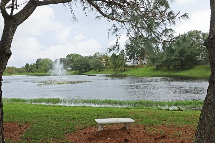 The lake and fountain view from 7-108 our 2 bedroom condo