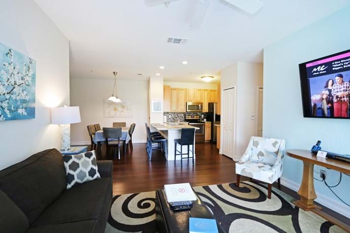 Open plan living and dining at our 4 bedroom condo 13-102