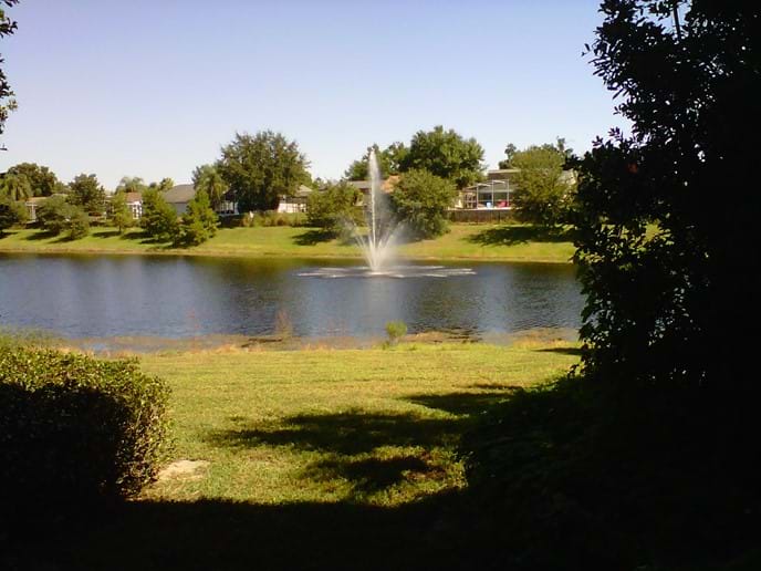Wonderful lake and fountain view from our 2 bedroom condo