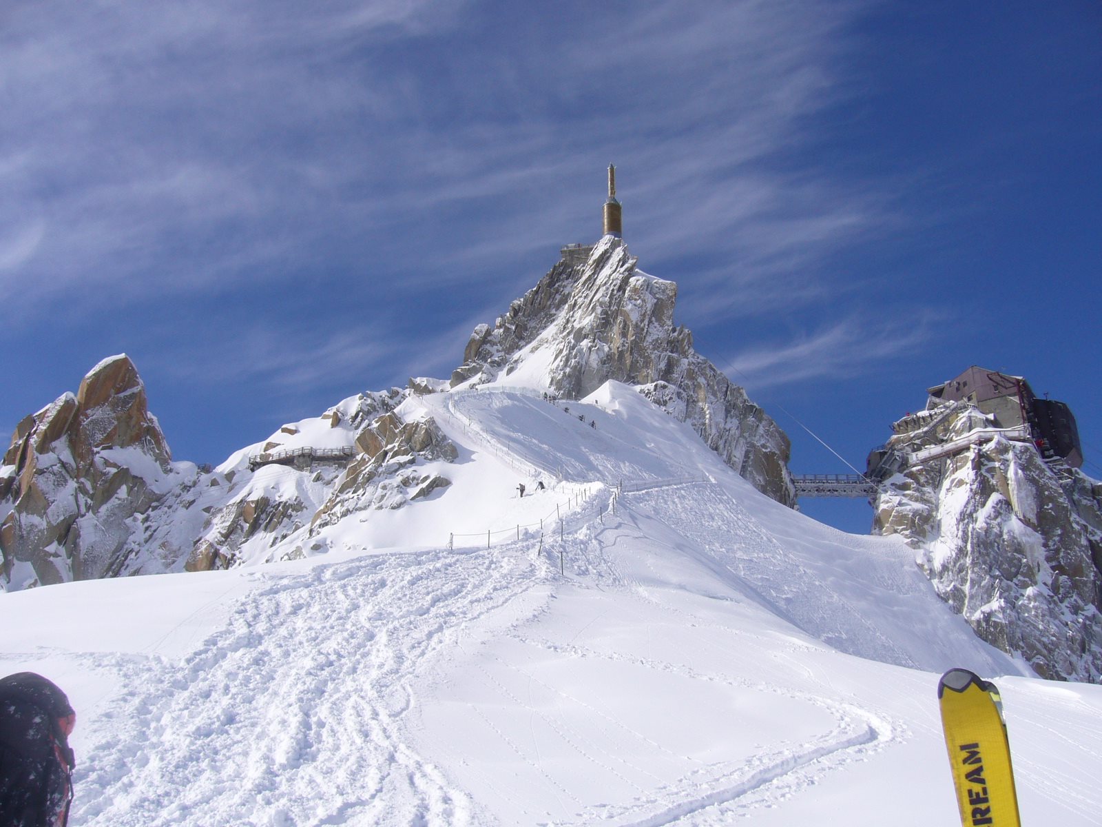 View of the Aiguille du Midi on the Vallee Blanche trail