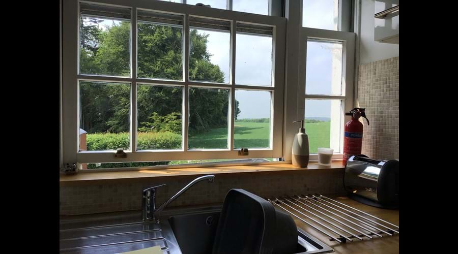 Countryside views from The Hayloft kitchen