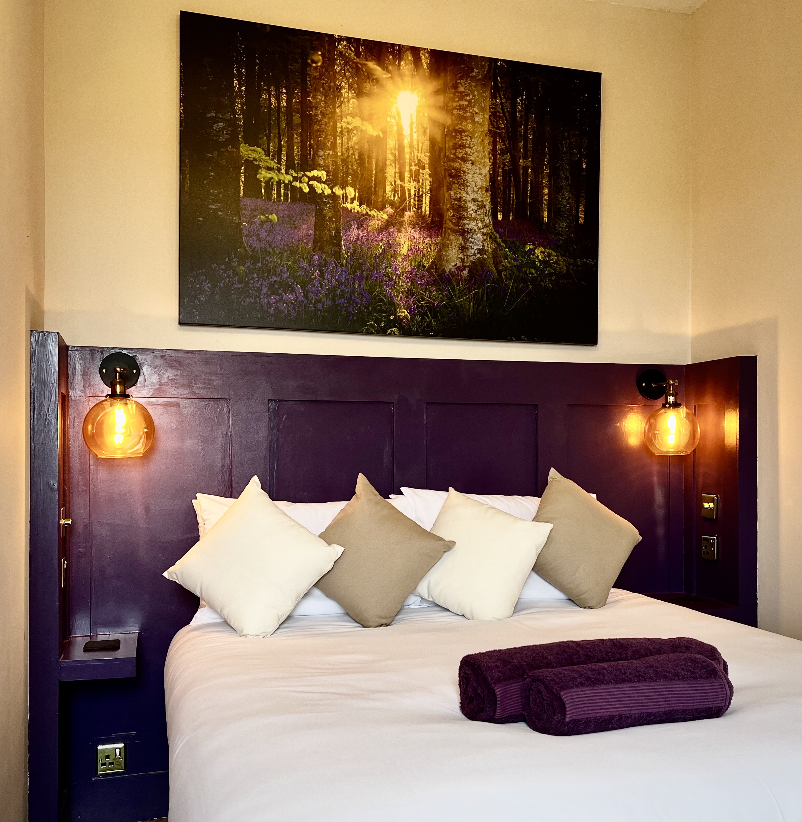 The Bluebell Woods room - king size bedroom with view of the garden