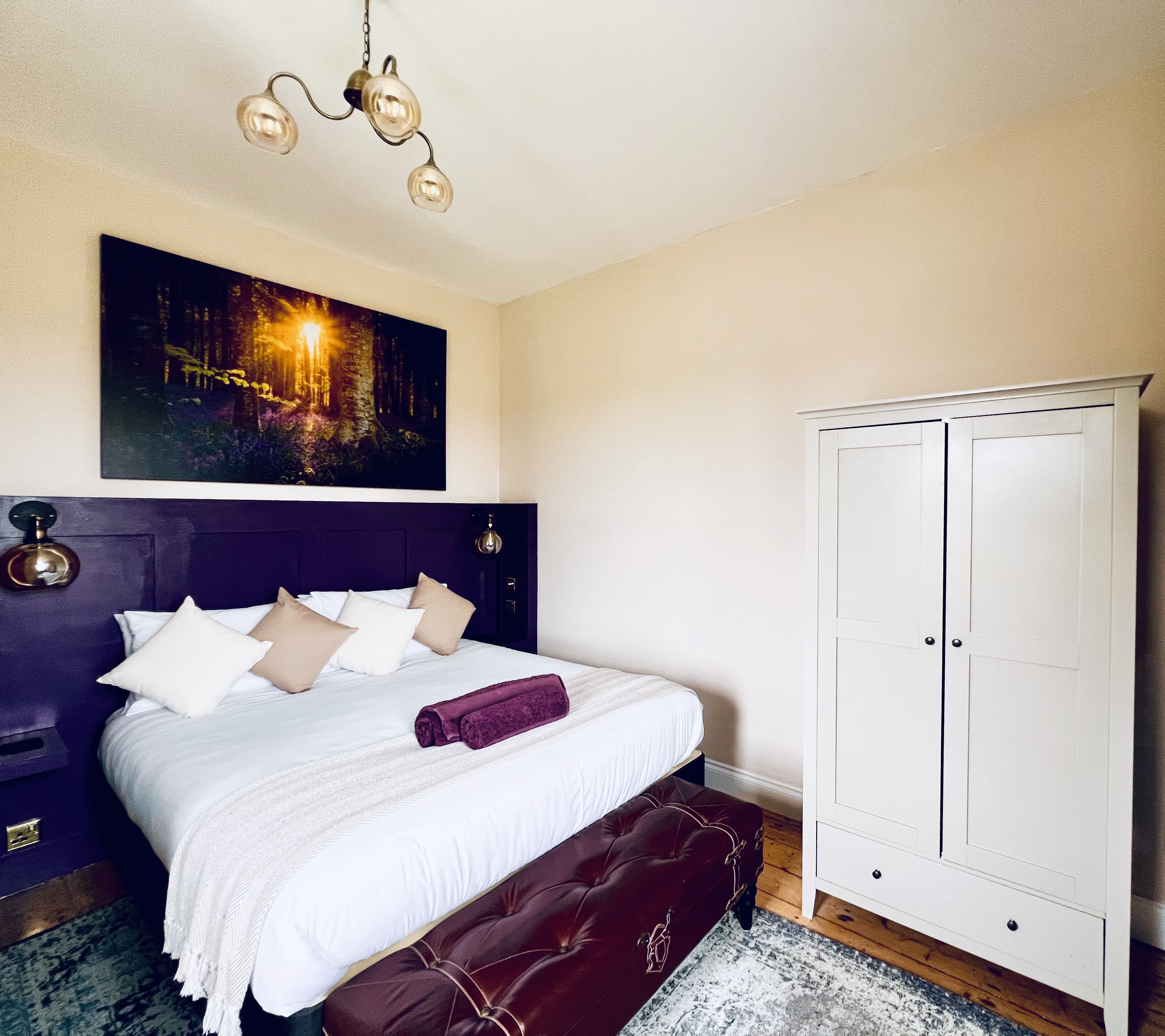 The Bluebell Woods room - king size bedroom with view of the garden