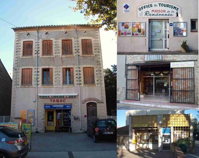 Weitere Geschäfte im Dorf Laroque des Alberes - Der Tabac (Kiosk), Tourist-Information, Pizzeria (früher ein Blumenladen) und Postamt.