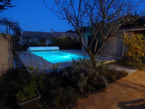 Underwater pool light for evening swims