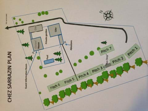 Plattegrond van de kampeerplaatsen