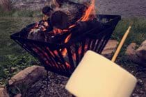 Roast marshmallows on the firepit down by the river