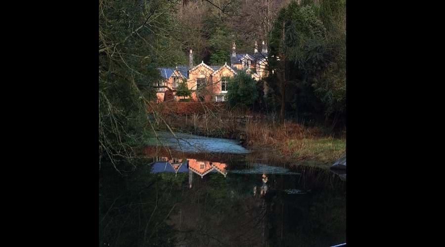 Eller How House, the view from the bridge across the lake.