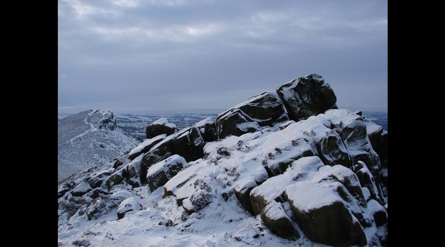 snow covered rocky ridge