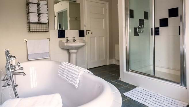 Main bathroom – The Mount has three ensuite bedrooms and two shared bathrooms all with power showers, plus three extra WCs