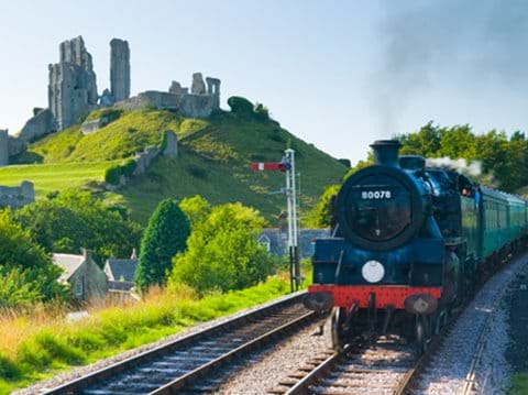 Steam to famous Corfe Castle on the Swanage Railway