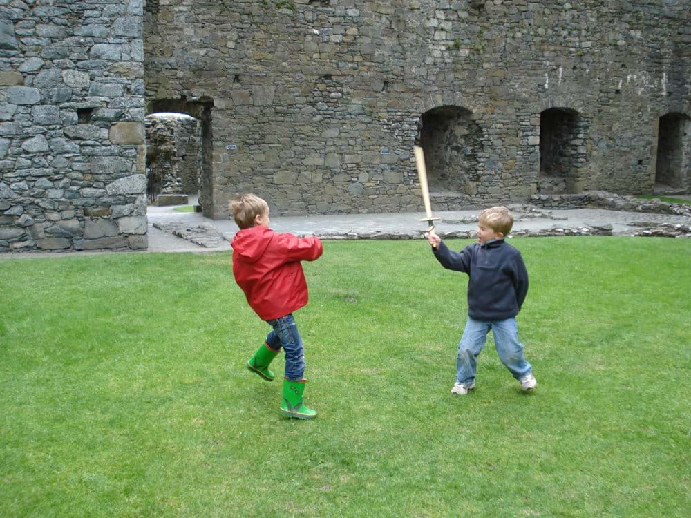 Sword fighting at Harlech Castle