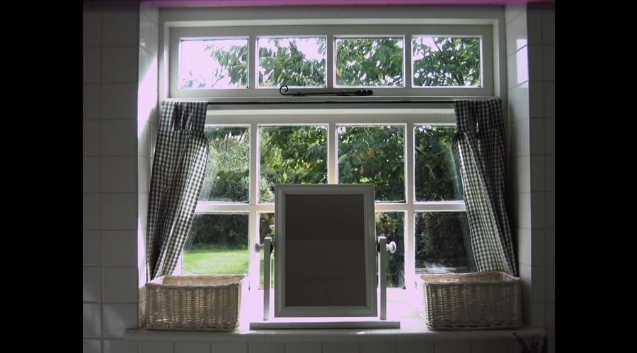 Looking out of the bathroom window